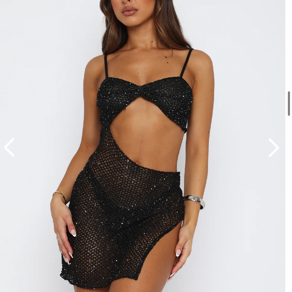 White Fox Boutique Black Cutout Sequin Dress